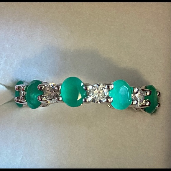 ❌❌❌SOLD❌❌❌NWOT 4.32 CTW BEAUTIFUL GREEN EMERALD AND NATURAL WHITE SAPPHIRE RING - Picture 6 of 16